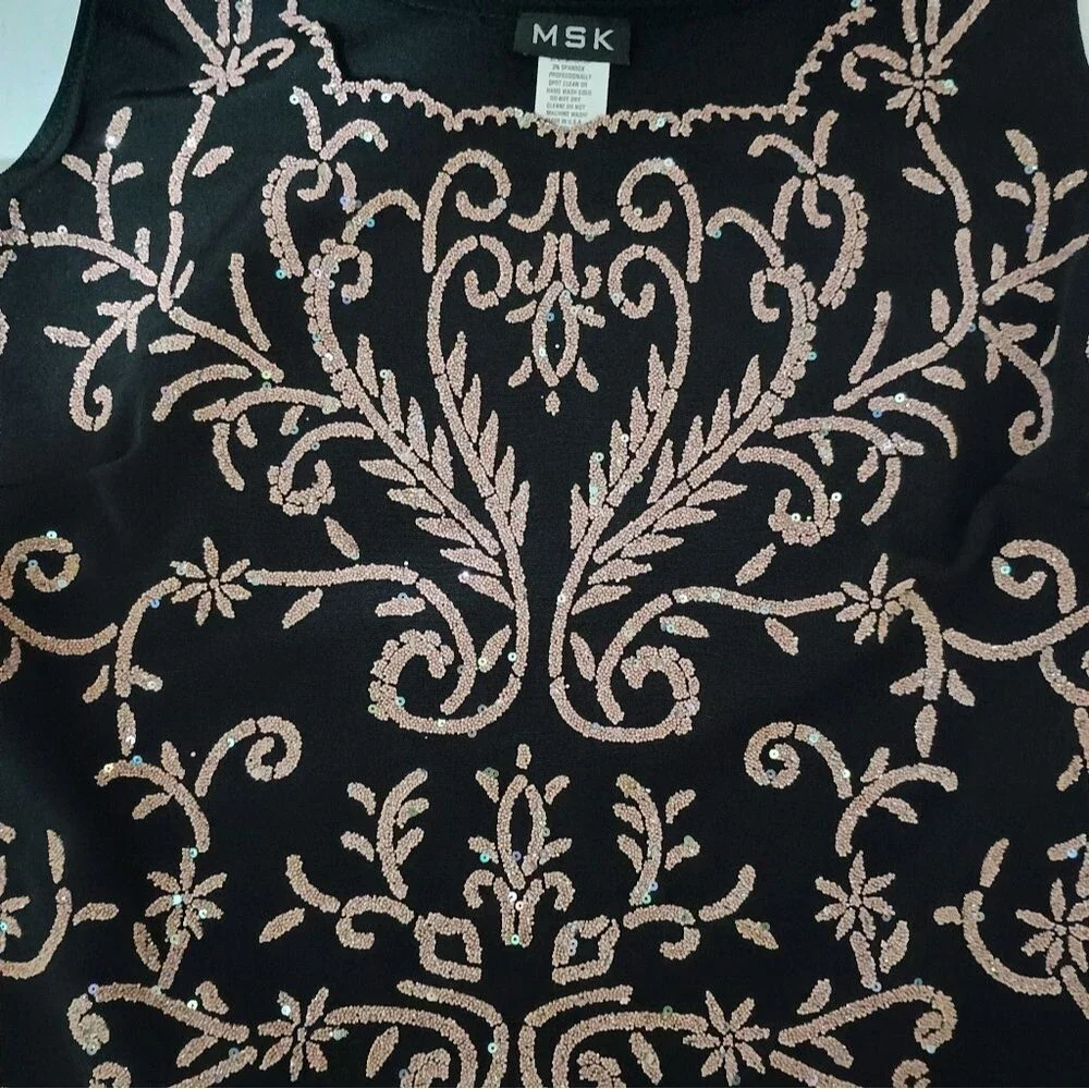 MSK Elegant Black Beaded Top And Skirt Formal